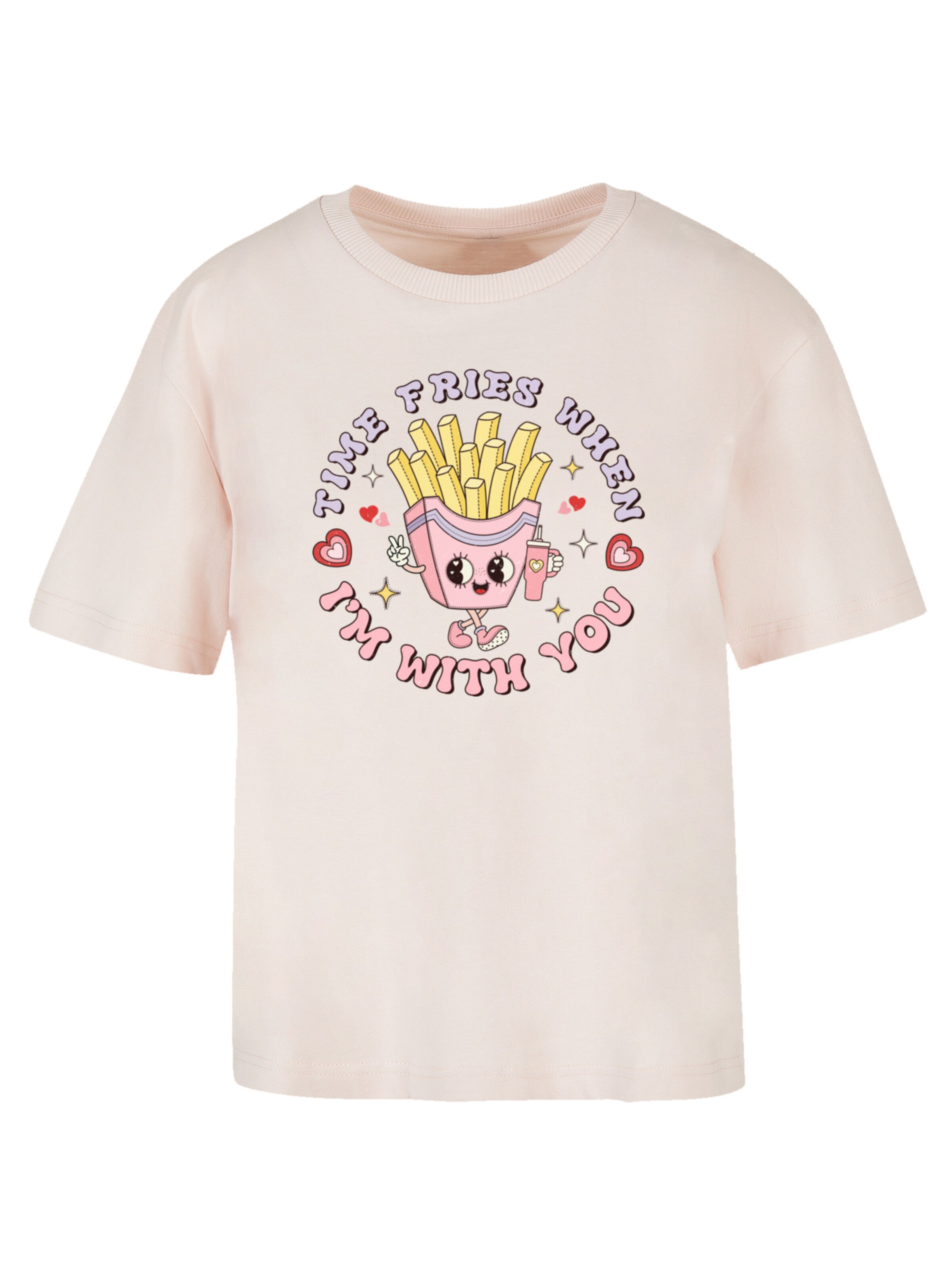 F4NT4STIC T-Shirt 'Time Fries when I am with you Valentinstag' in Pink: Vorderseite