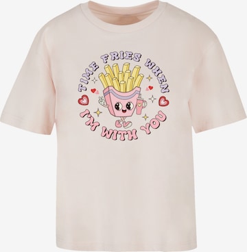 F4NT4STIC T-Shirt 'Time Fries when I am with you Valentinstag' in Pink: Vorderseite