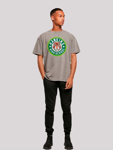 F4NT4STIC Shirt 'Stranger Things Hawkins Tiger Circle Netflix TV Series' in Grijs