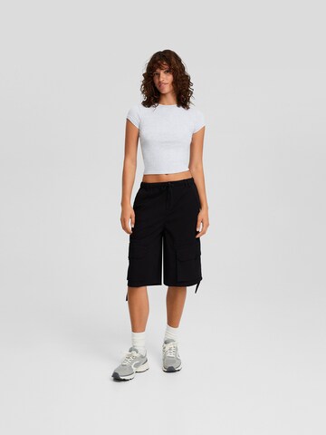 Bershka Loosefit Cargo nadrágok - fekete