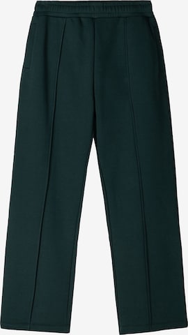 BershkaWide Leg/ Široke nogavice Hlače - zelena boja: prednji dio