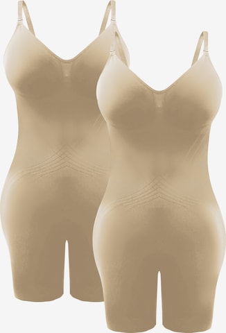 MEETWEE Shaping Bodysuit in Beige: front
