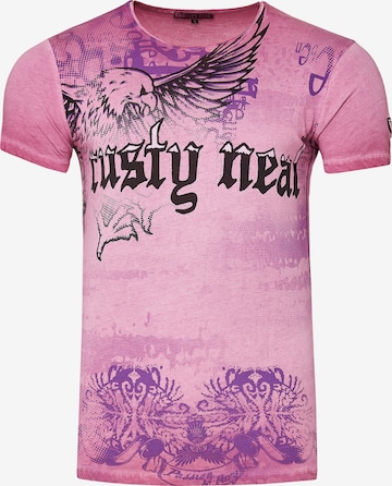 Rusty Neal Cooles T-Shirt mit Allover- Print in Pink: predná strana