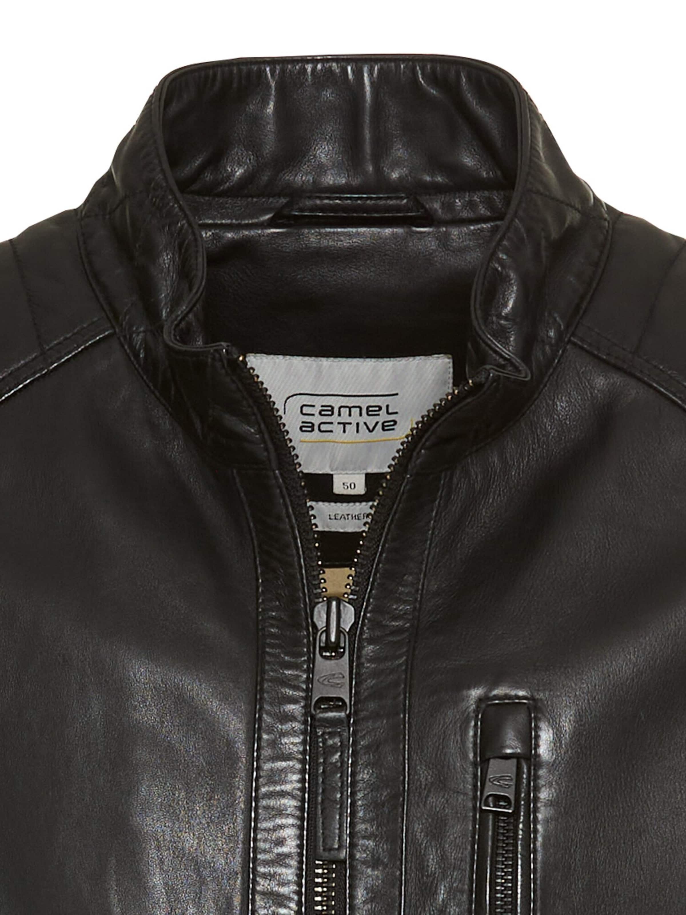 CAMEL ACTIVE Lederjacke in Schwarz