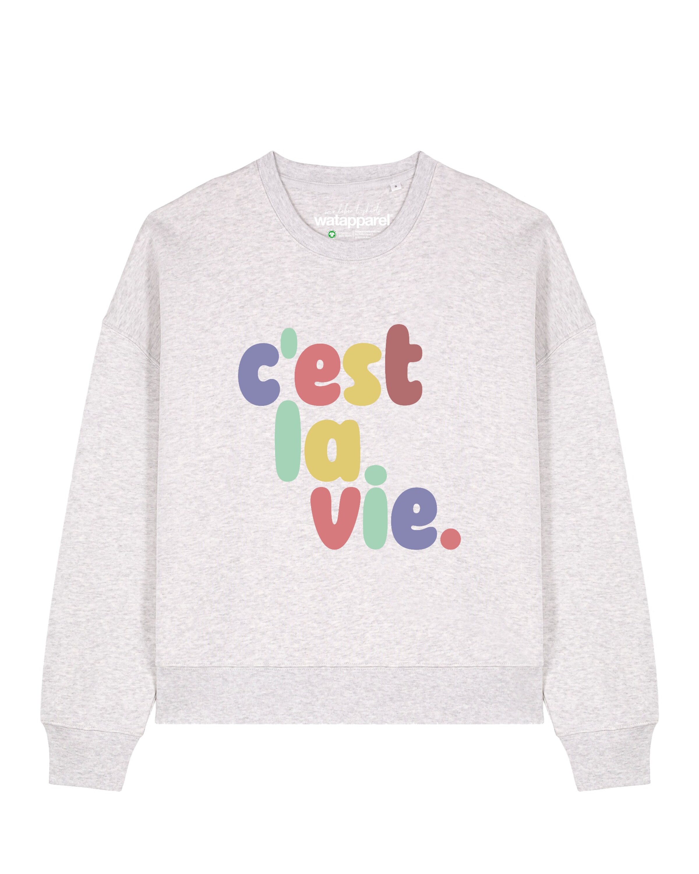 Sweat-shirt 'C'est la vie ' Watapparel en gris : devant
