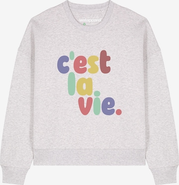 Felpa 'C'est la vie ' di Watapparel in grigio: frontale