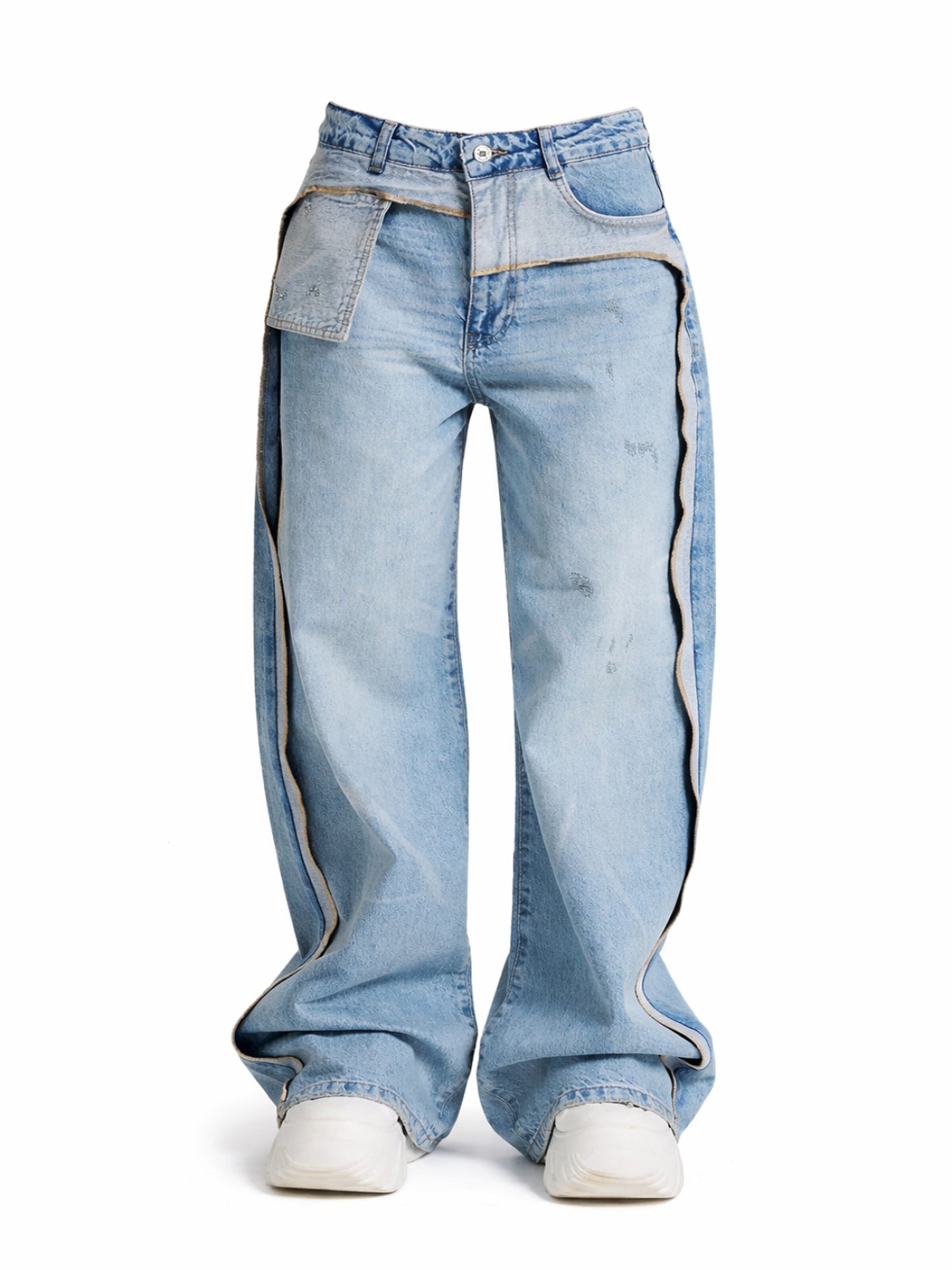IT'S BASIC Baggy Jeans 'SUPER BAGGY MID RISE JEANS (Lenght 30)' i blå: framsida