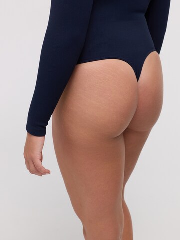 cfab Body 'Ribbed Longsleeve Sculpting Bodysuit with String' - kék