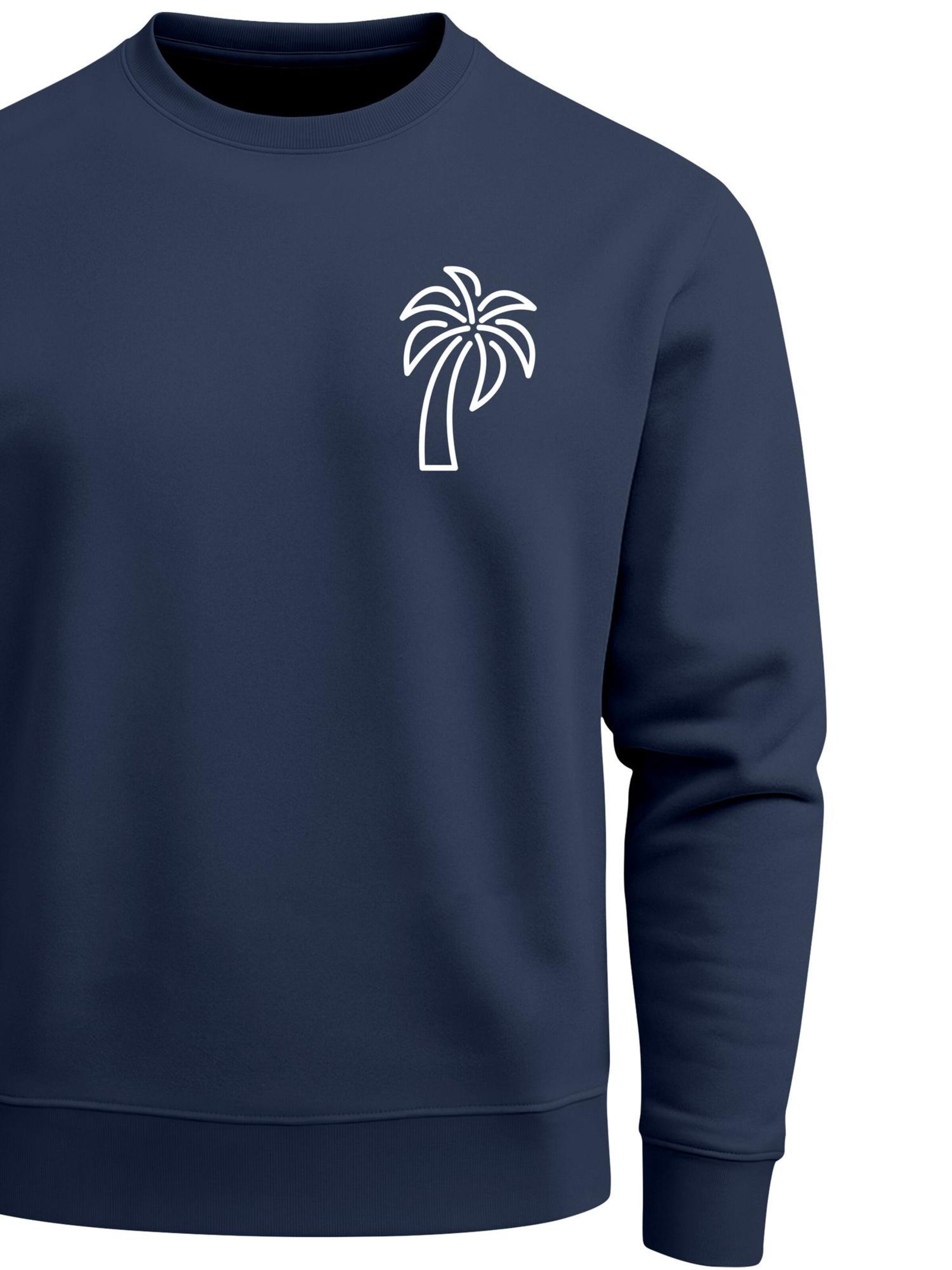 Neverless Sweatshirt 'Palm Lineart Logo' in Blue