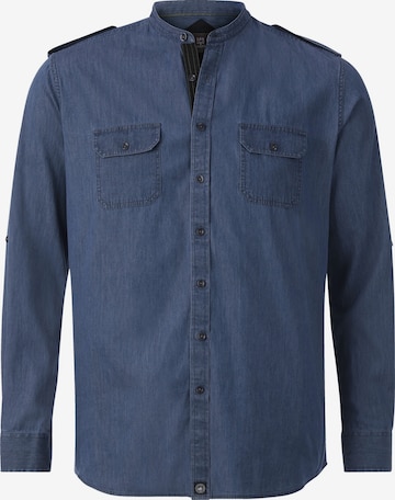 Jan Vanderstorm Comfort fit Button Up Shirt ' Berde ' in Blue: front