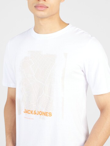 Maglietta 'CITY MAP' di JACK & JONES in bianco
