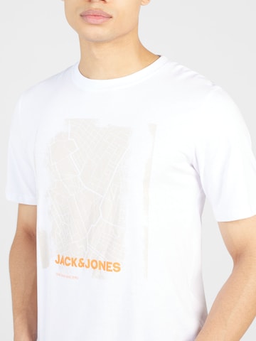 balta JACK & JONES Marškinėliai 'CITY MAP'