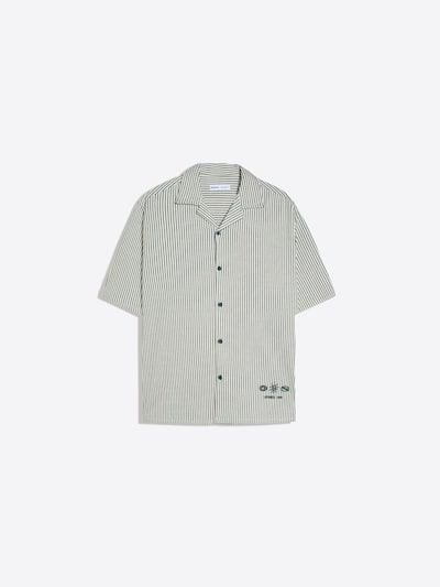 Bershka Koszula w rozmiarze XS w kolorze ciemnozielony / białym, Podgląd produktu