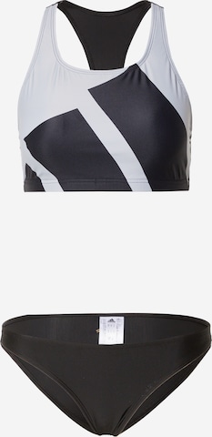 melns ADIDAS SPORTSWEAR Augsta apkakle Sporta bikini 'Big Logo Graphic ': no priekšpuses