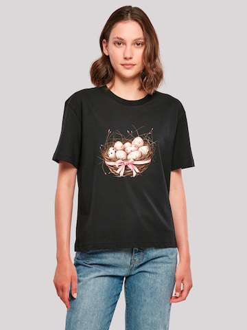 F4NT4STIC T-Shirt 'Osterei Nest Korb Dekor' in Schwarz: Vorderseite