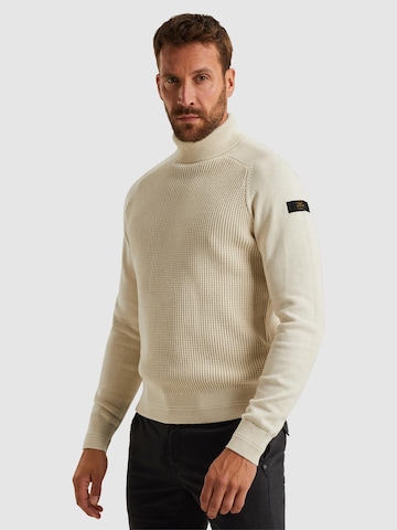 PME Legend Tröja 'Turtleneck pullover with texture' i vit