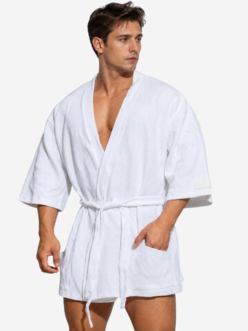 BIMONI Short Bathrobe in White: front