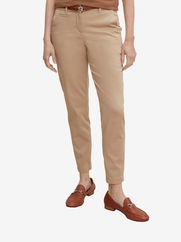 COMMA Slim fit Chino trousers in Beige: front