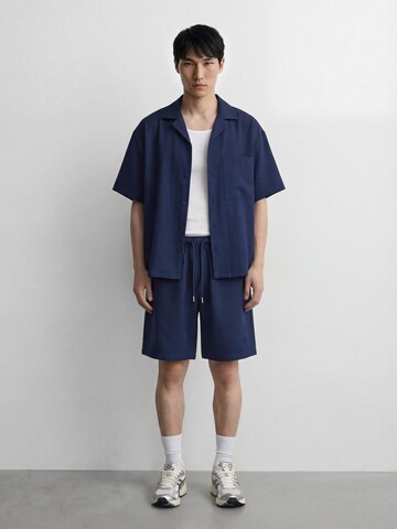 Burocs Comfort Fit Hemd 'Herringbone'‌ in Blau