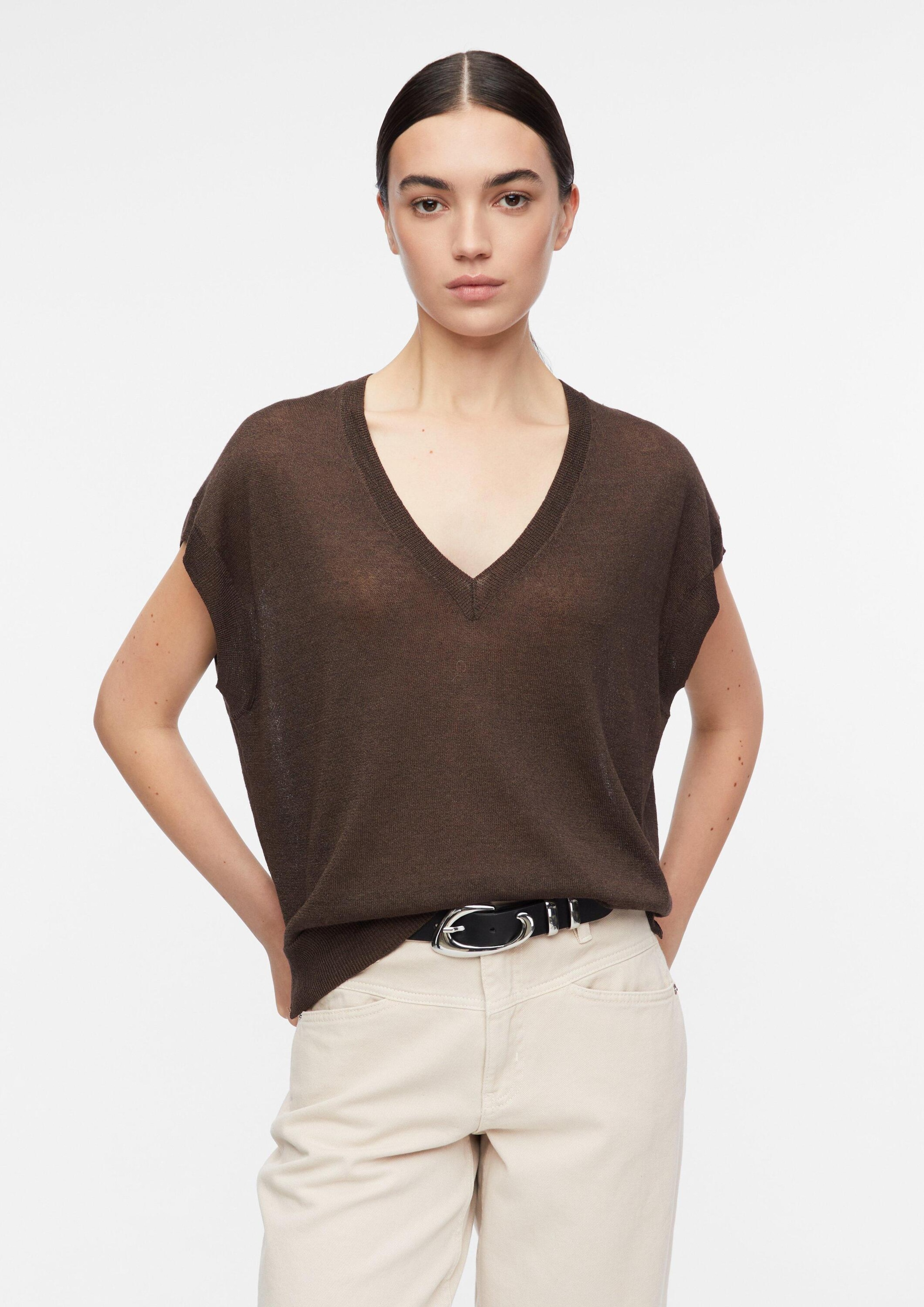 Pull-over COMMA en marron : devant
