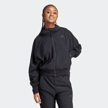 ADIDAS SPORTSWEAR Athletic Zip-Up Hoodie in Black: front