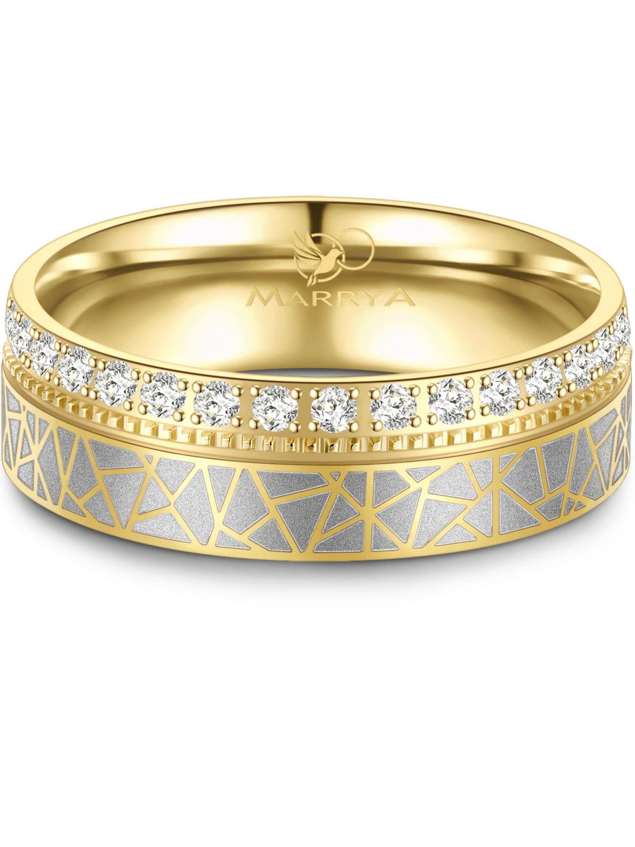 MARRYA Ring 'MARRYA ES-37 Ehering aus Edelstahl - Gold plattiert' i guld