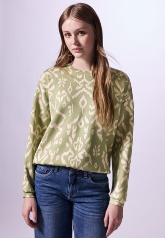 Street One Studio Gemustertes Silk-Look Shirt in Grün: Vorderseite