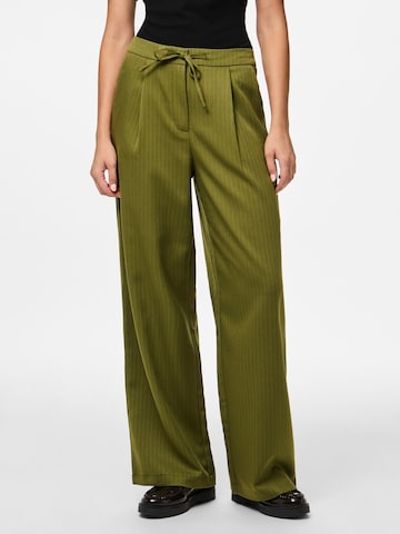 PIECES Wide leg Broek in Groen: voorkant