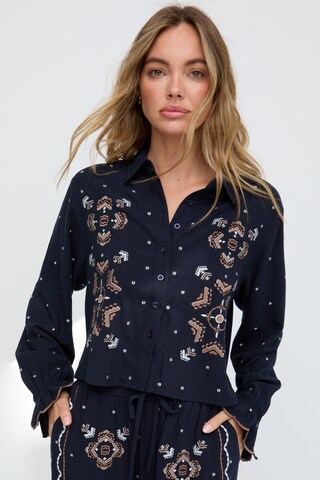 RAFFYA Bluse 'Das Penny" in Blau: Vorderseite