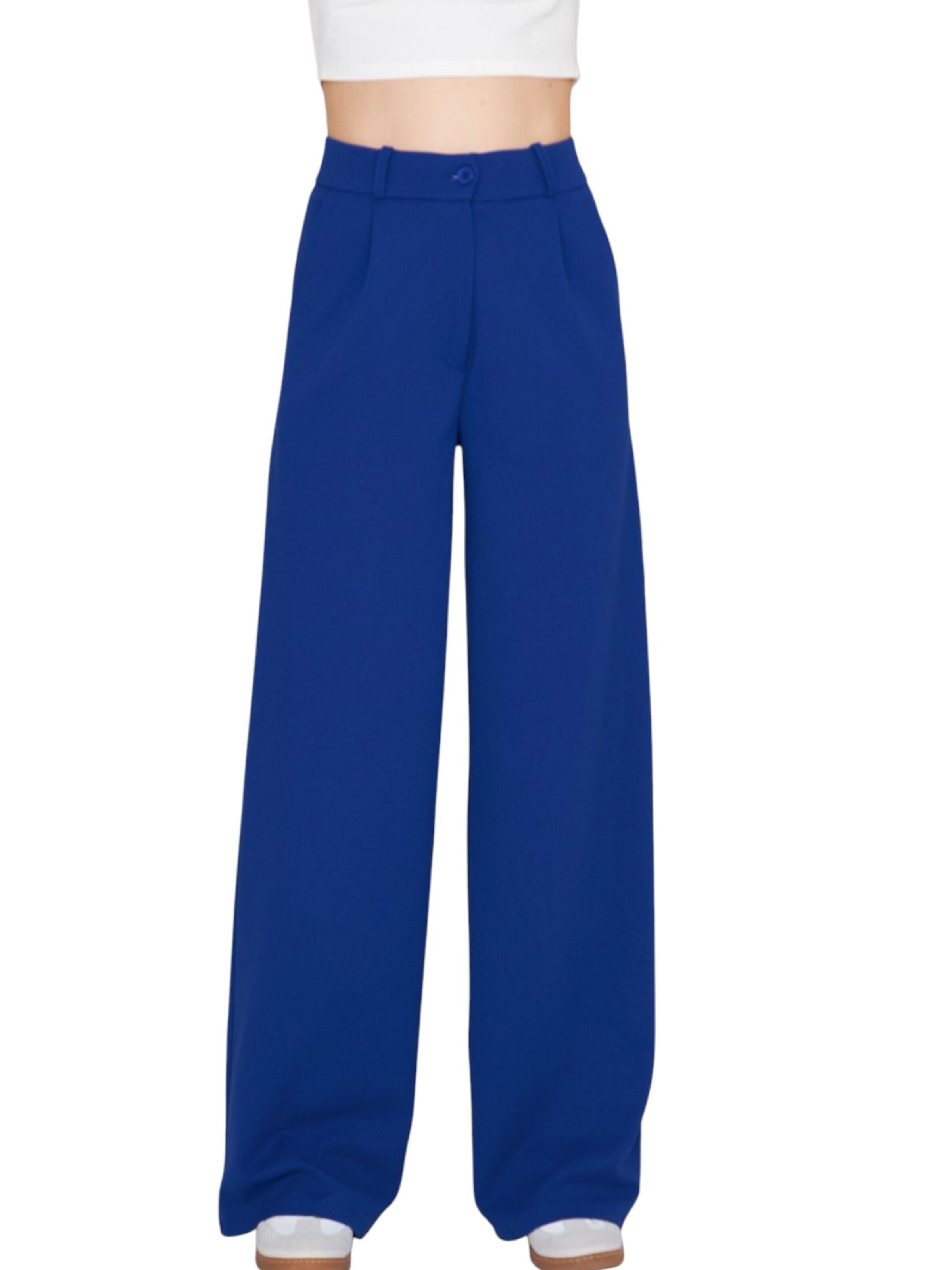 fashionshowcase Wide Leg Bukser med lægfolder 'Seyra' i blå