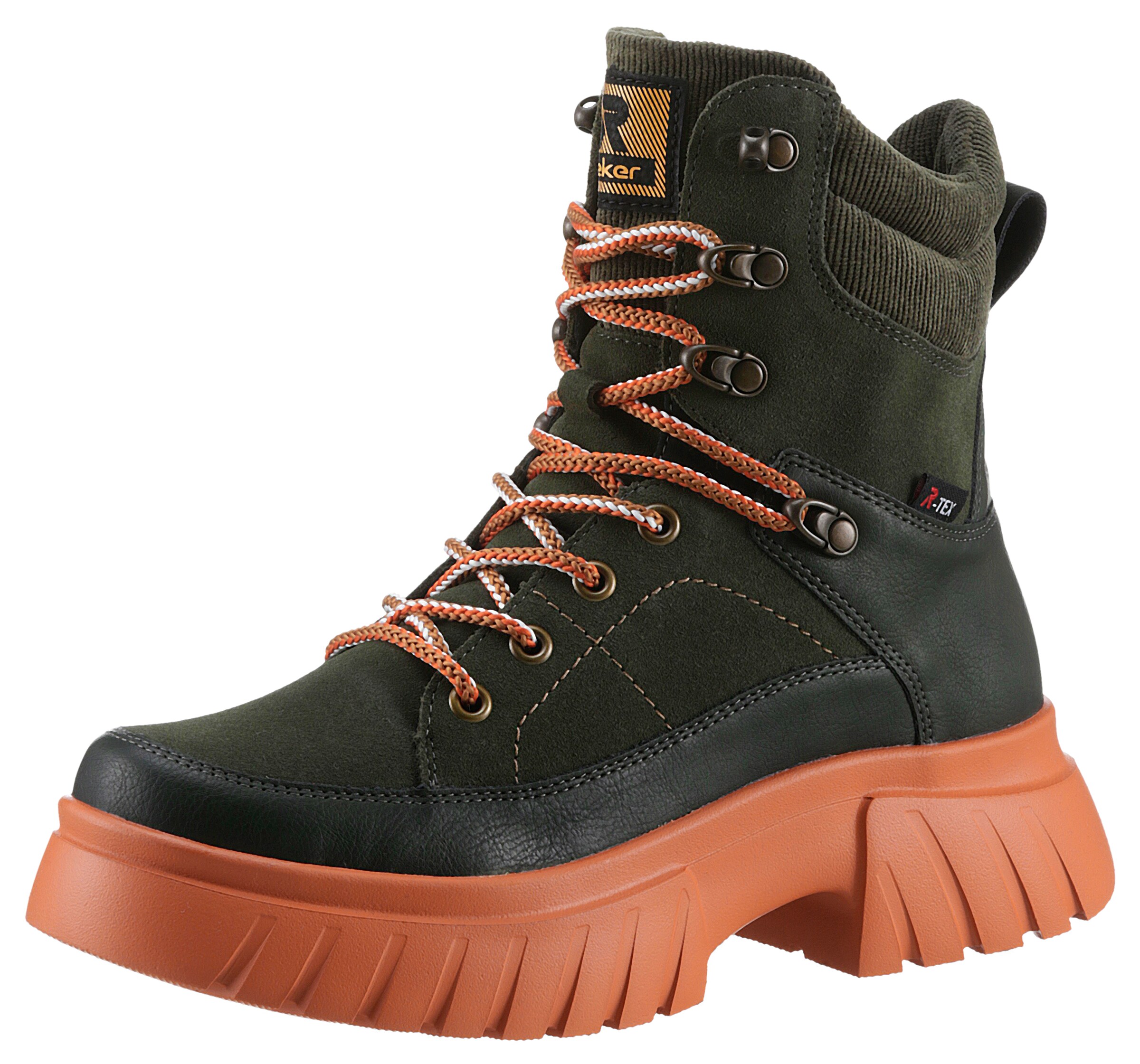 Rieker Sport Lace-Up Ankle Boots in Green: front