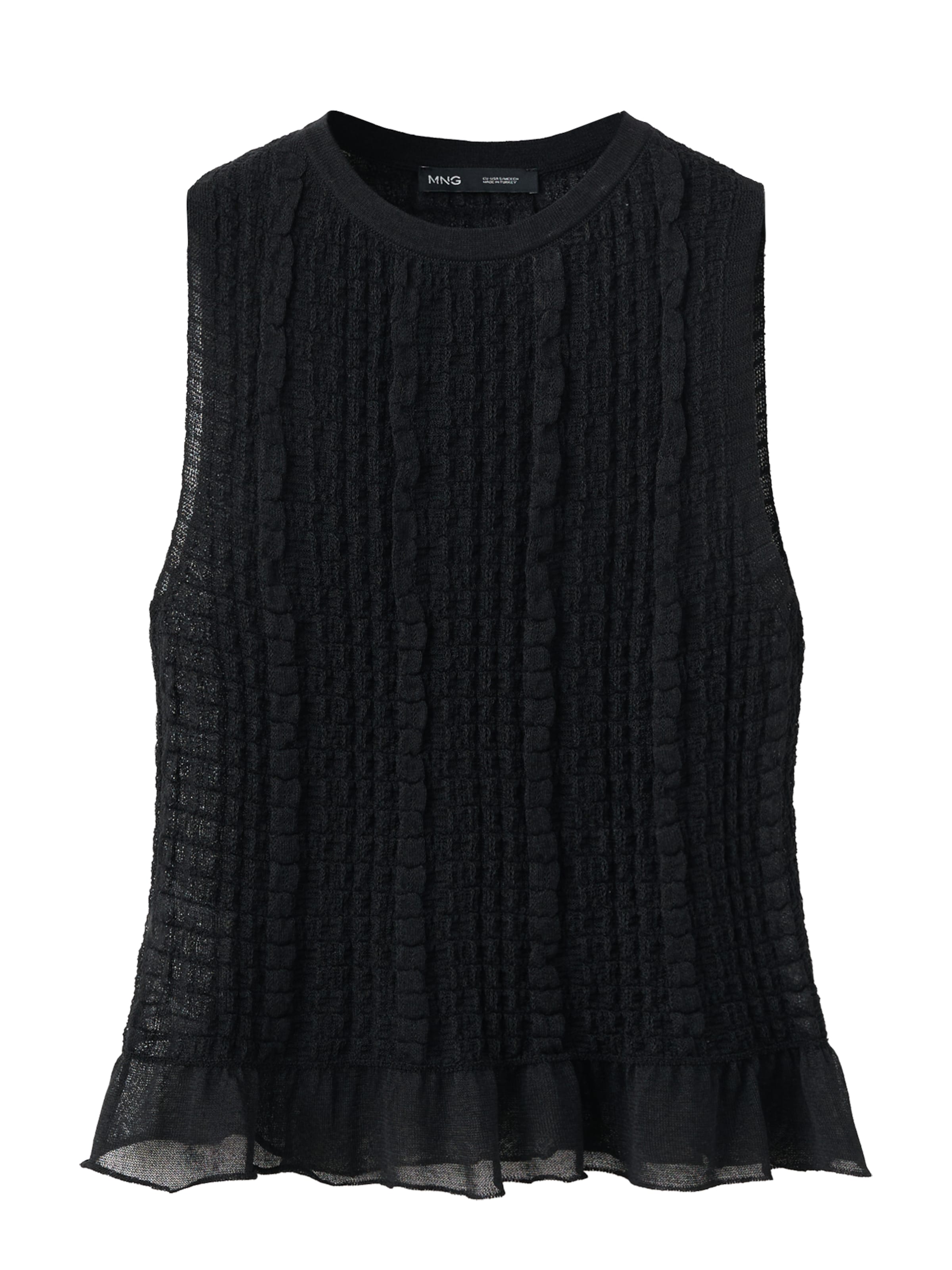 Top in maglia 'TATA' di MANGO in nero: frontale