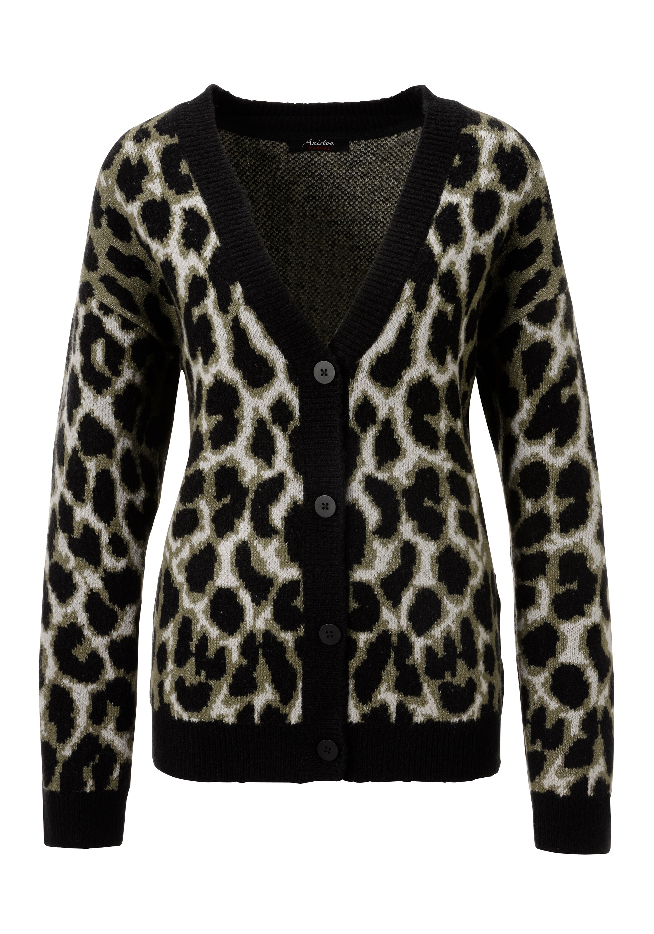 Aniston CASUAL Knit Cardigan in Black: front