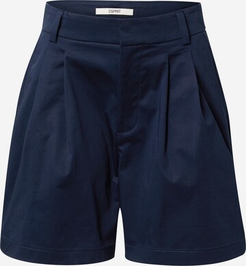 ESPRIT Regular Pleat-Front Pants in Blue: front