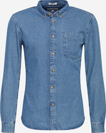 TOM TAILOR DENIM Slim fit Button Up Shirt in Blue: front