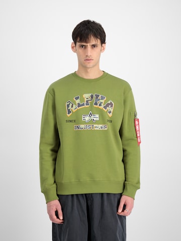 Sweat-shirt ALPHA INDUSTRIES en vert : devant