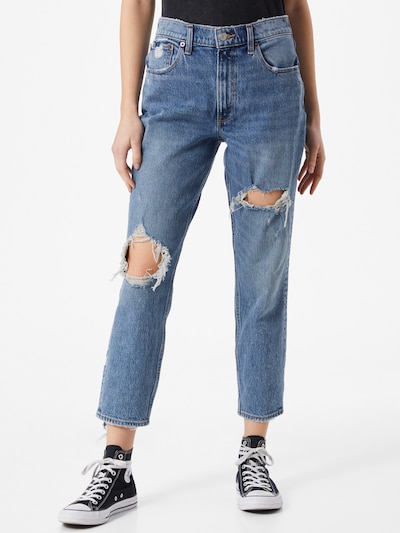 Abercrombie & Fitch Jeans 'MED KNEE BLOWOUT HR MOM ' in blue denim, Modelansicht