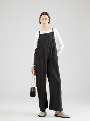 Monki Loose fit Jean Overalls in Black: front