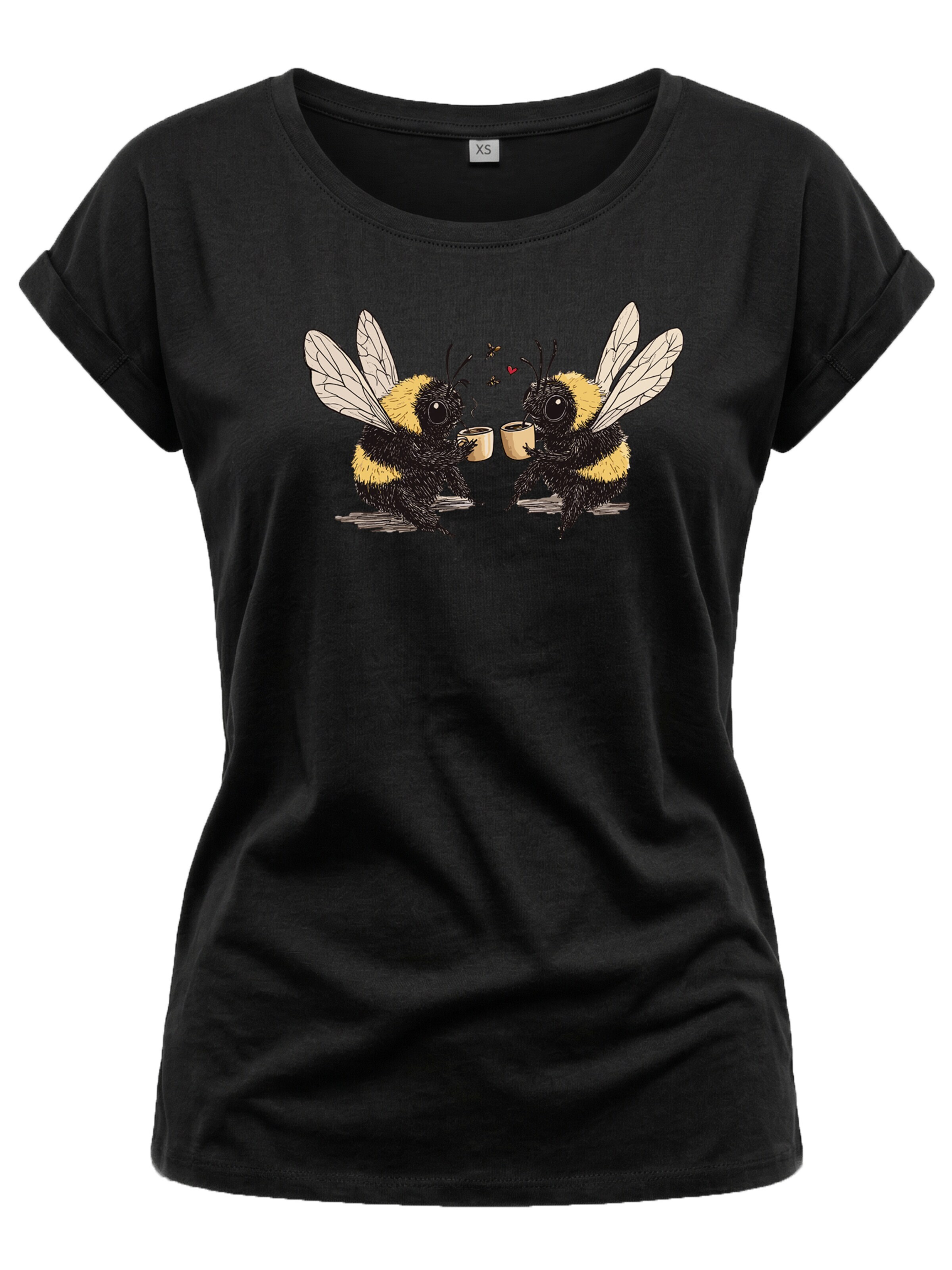 MAKAYA Shirt 'Kaffeeklatsch' in Black: front