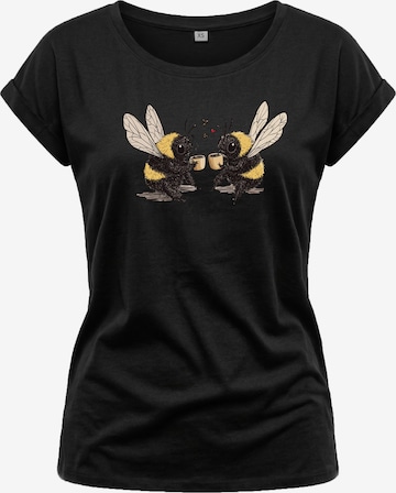 MAKAYA Shirt 'Kaffeeklatsch' in Black: front