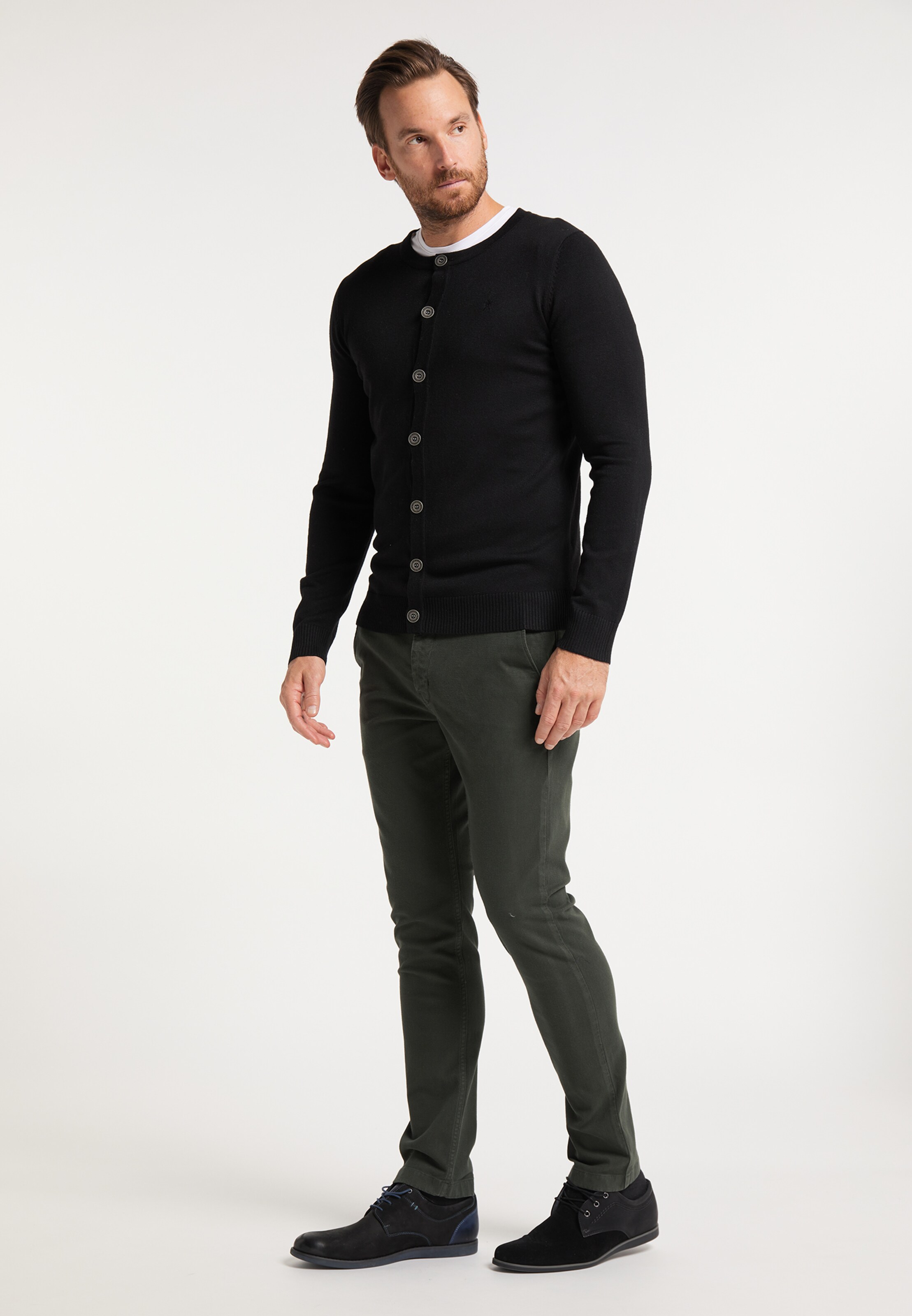Männer Pullover & Strick DreiMaster Klassik Strickjacke in Schwarz - GR45487 Männer Pullover & Strick DreiMaster Klassik Strickjacke in Schwarz - GR45487