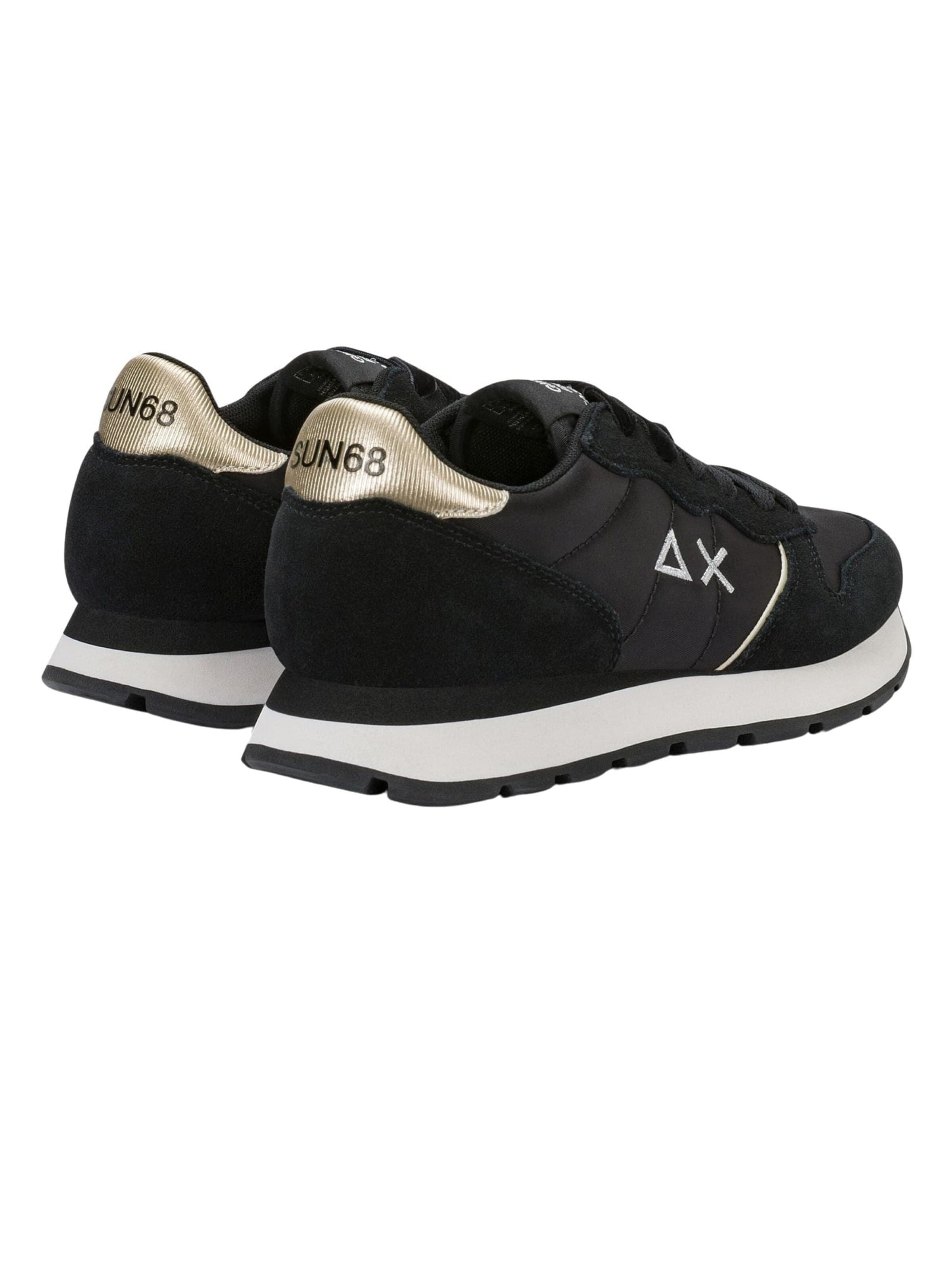 SUN68 Sneakers laag 'Sneaker Ally Gold Silver in black/medium grey suede and nylon' in Zwart