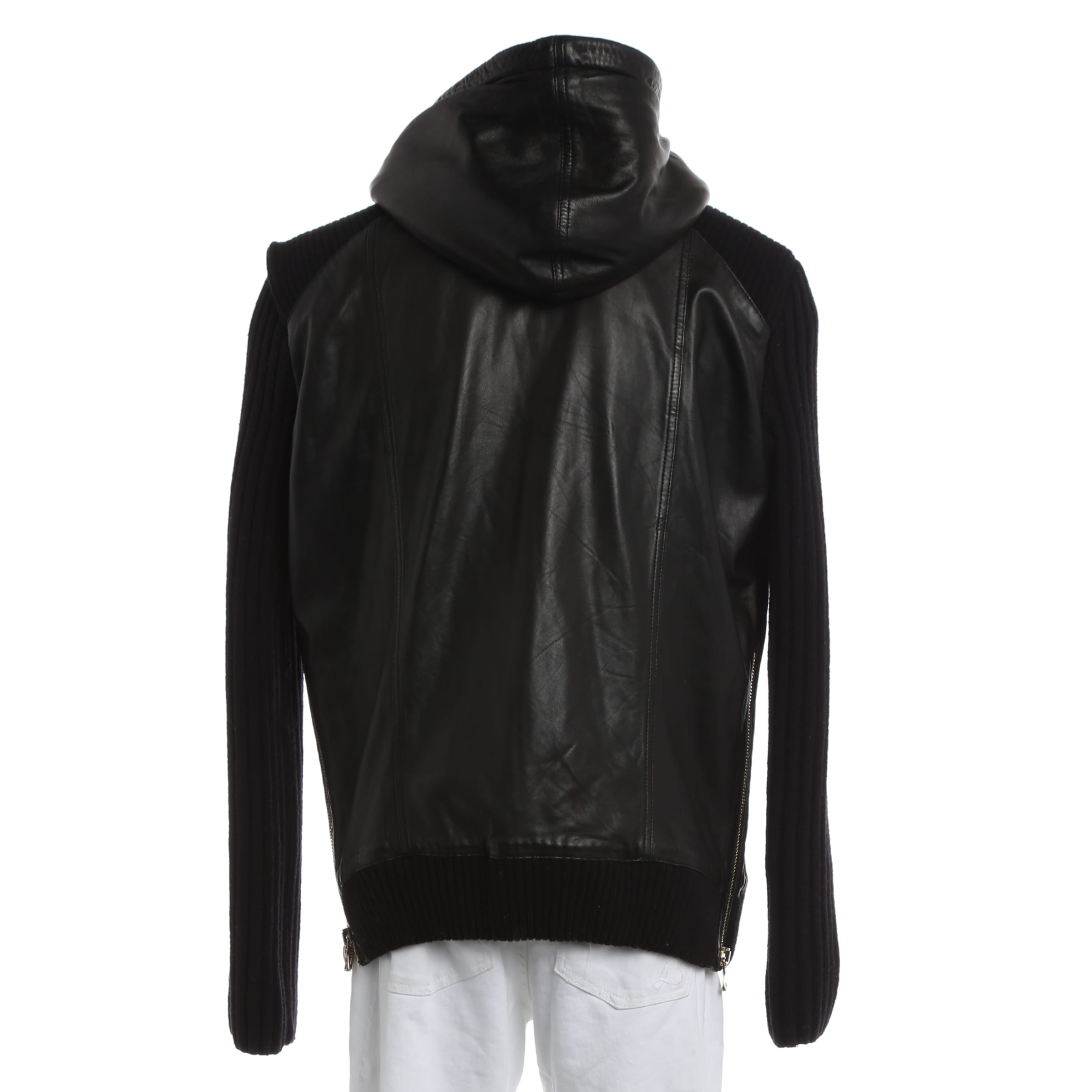 Balmain Lederjacke / Ledermantel L-XL in Schwarz