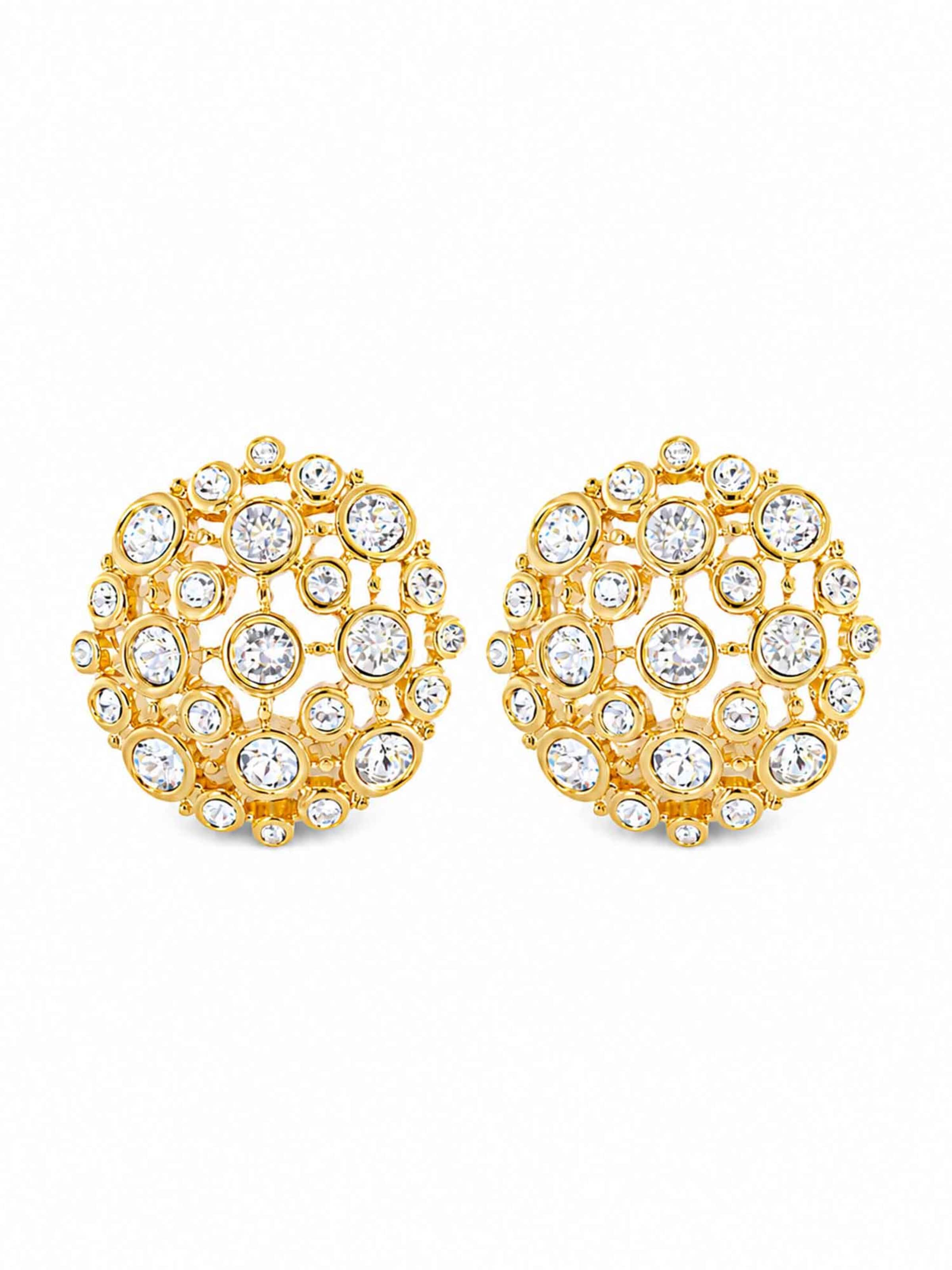 RteRme Earrings 'Corisande Gold Cubic Zirconia Statement Earrings' in Gold: front