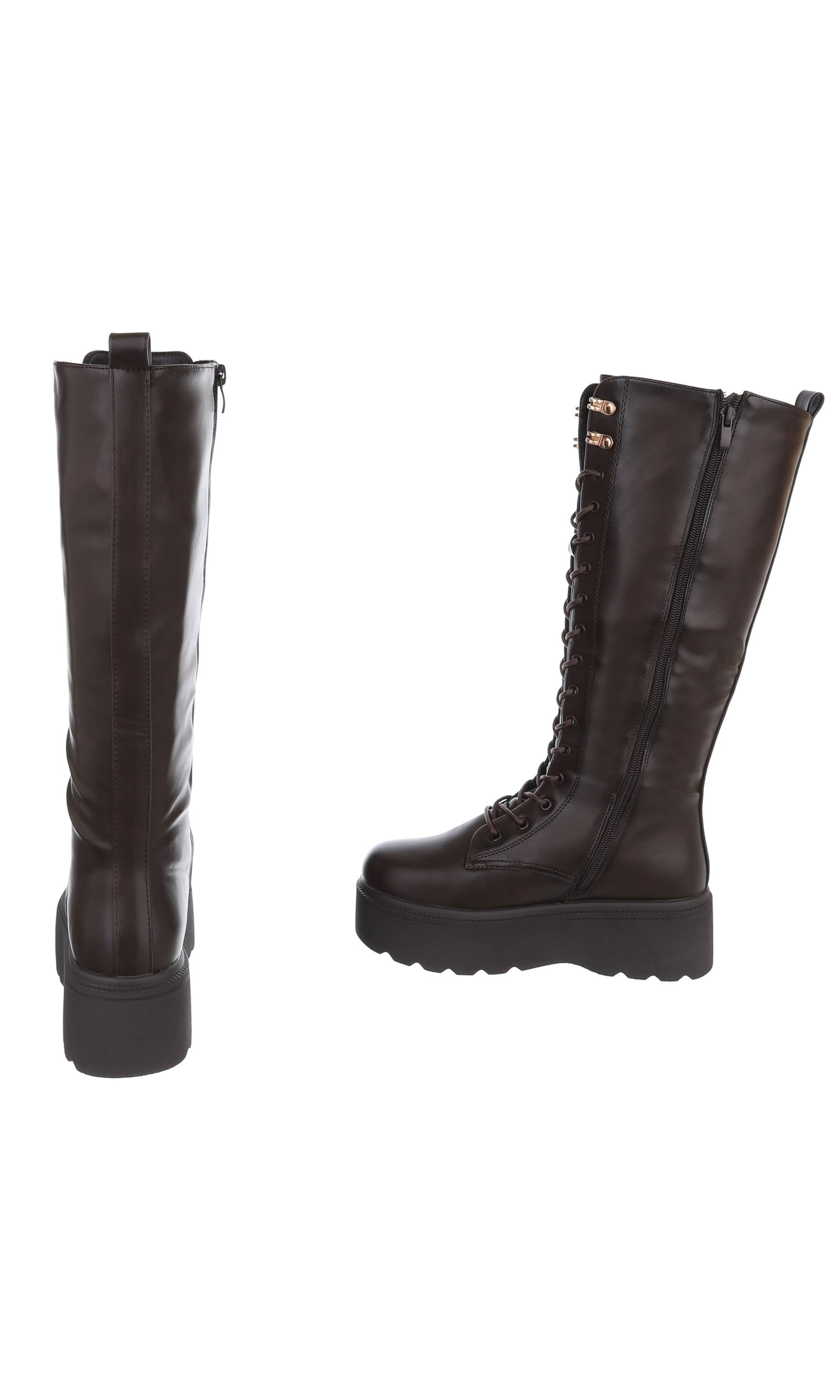 Ital-Design Lace-Up Boots in Brown