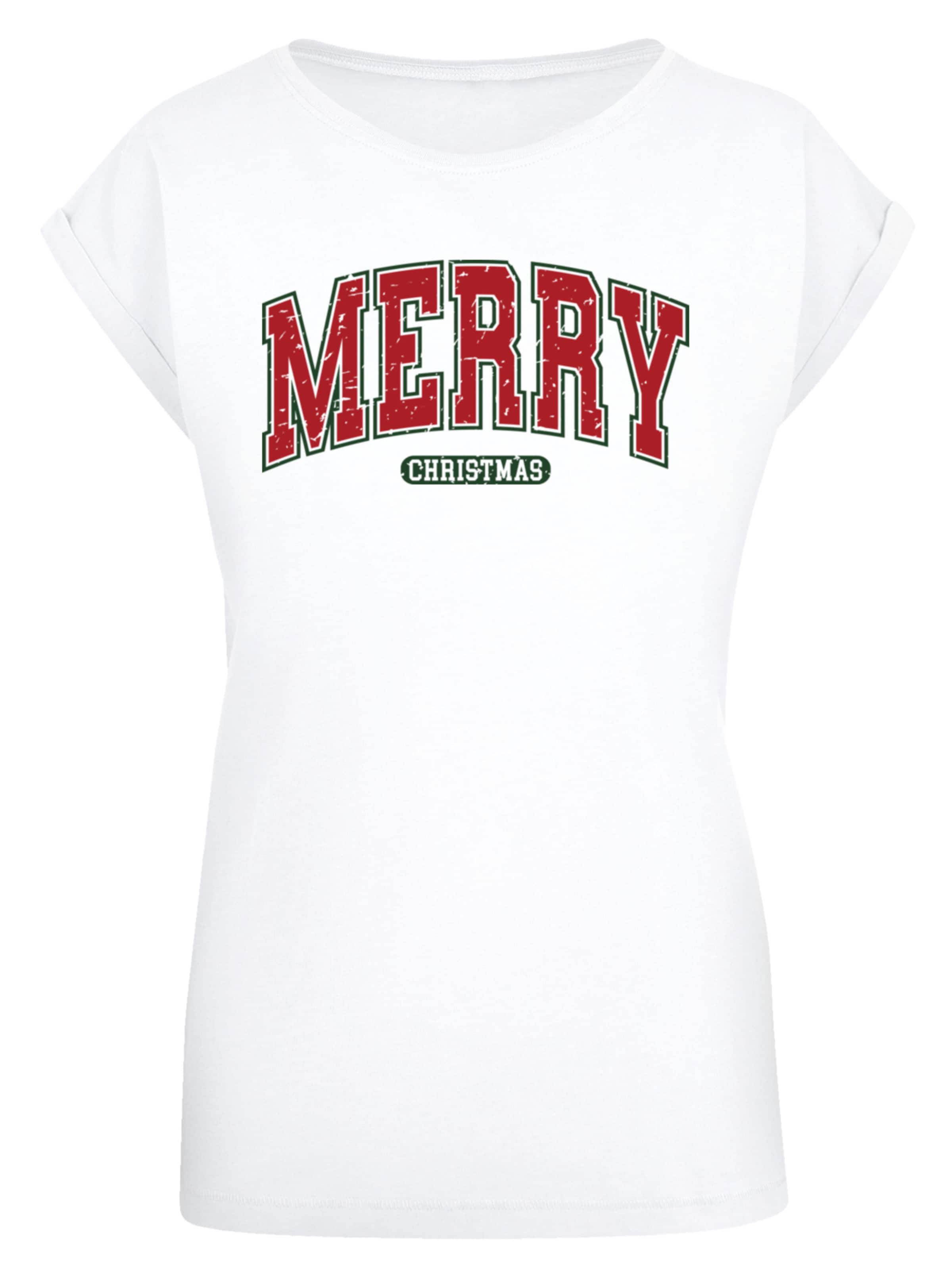 F4NT4STIC Shirt 'Merry Christmas Varsity Retro' in Weiß: Vorderseite