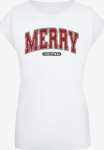 T-shirt 'Merry Christmas Varsity Retro' F4NT4STIC en blanc : devant