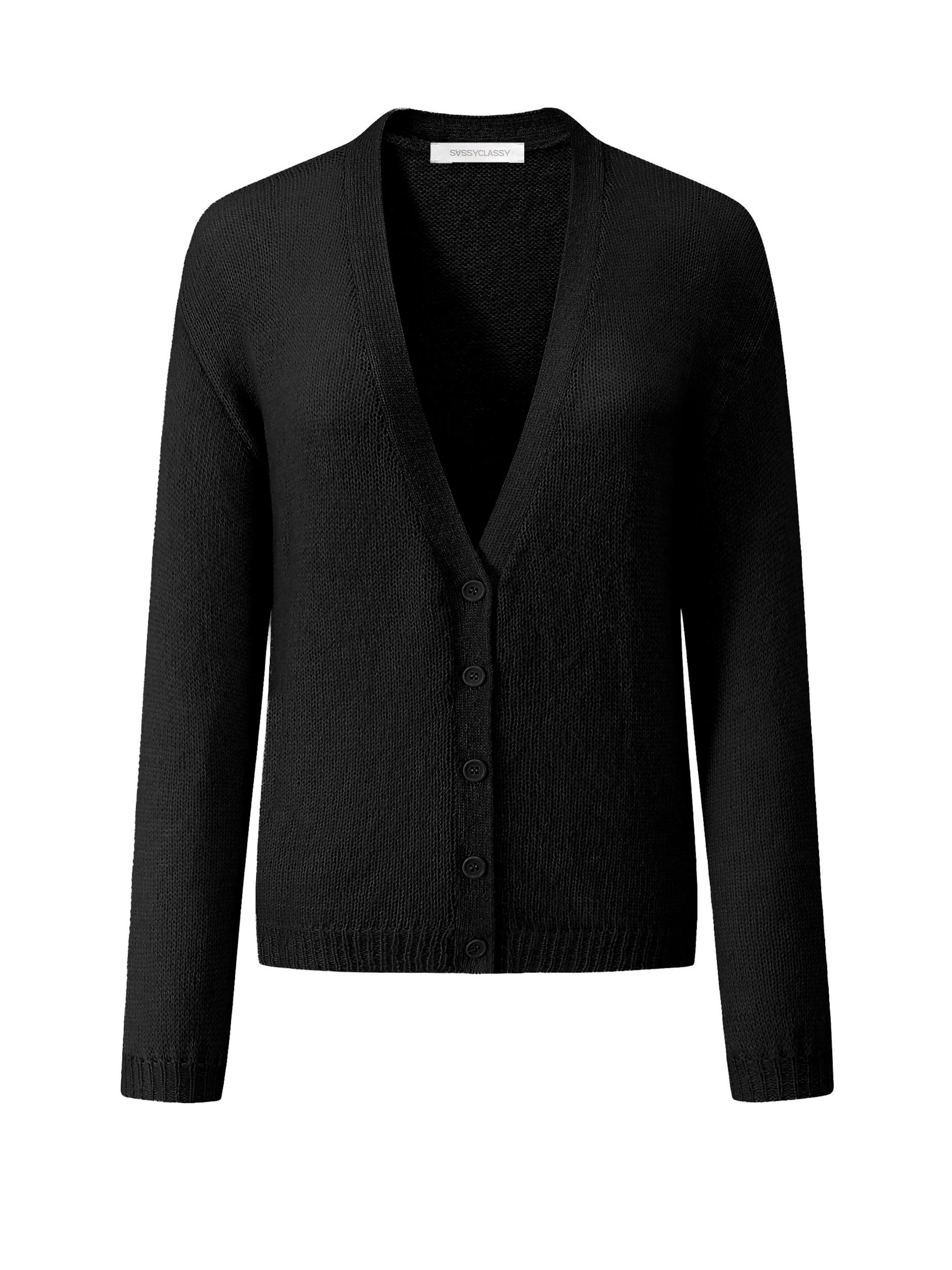 SASSYCLASSY Strickjacke‌‌‌‌‌ in Schwarz: Vorderseite