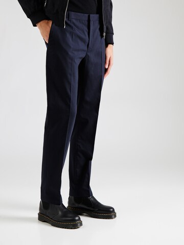 Calvin Klein Slim fit Trousers with creases in Blue: front