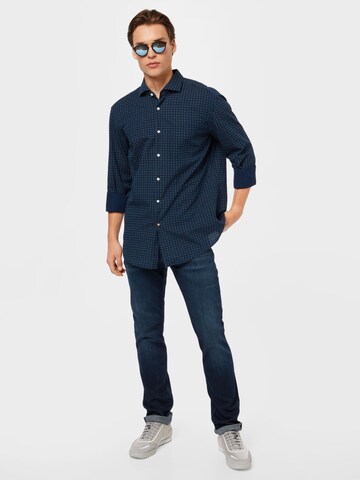 BOSS Black Slim fit Button Up Shirt in Blue